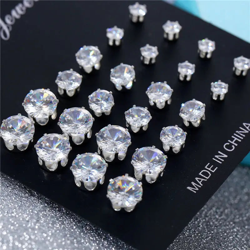 Herren Ohrring mit weißen Kristallen | Schmuck Ohrstecker für Männer | Set Ohrstecker für Herren