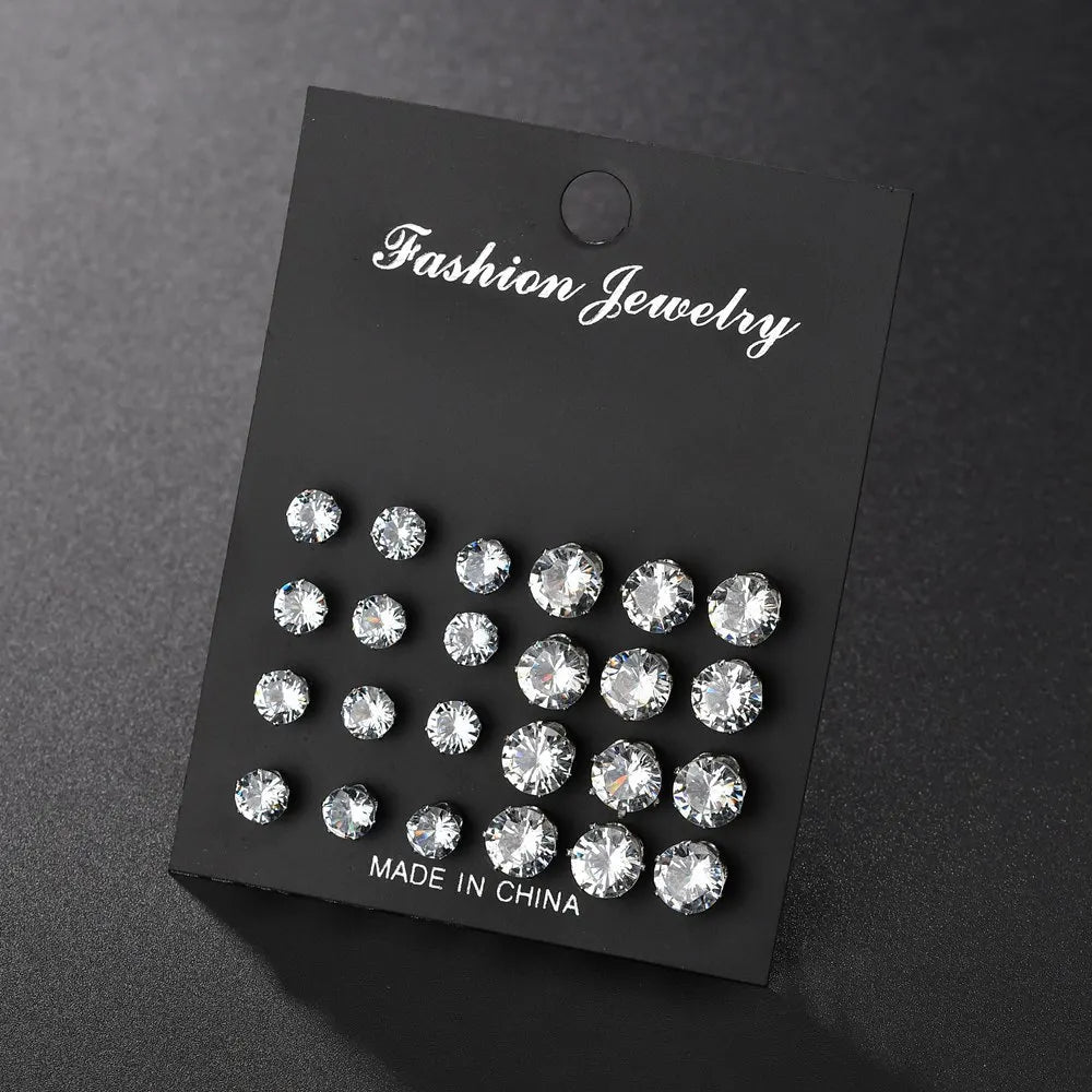 Herren Ohrring mit weißen Kristallen | Schmuck Ohrstecker für Männer | Set Ohrstecker für Herren