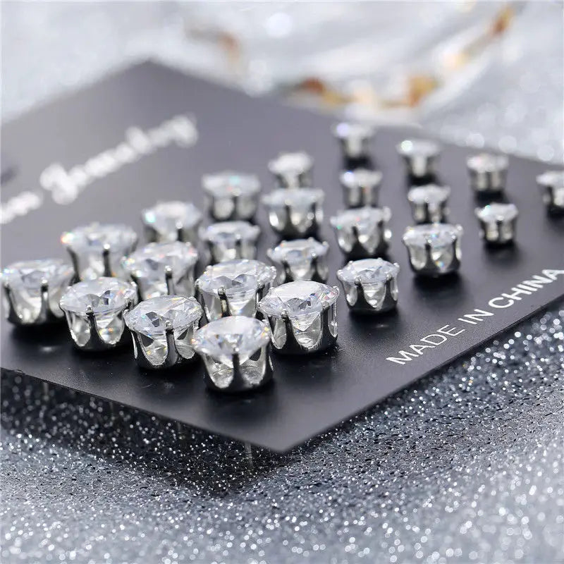 Herren Ohrring mit weißen Kristallen | Schmuck Ohrstecker für Männer | Set Ohrstecker für Herren