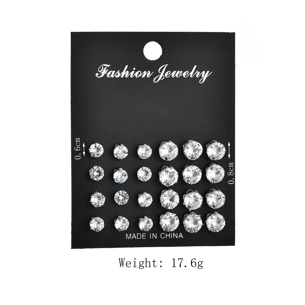 Herren Ohrring mit weißen Kristallen | Schmuck Ohrstecker für Männer | Set Ohrstecker für Herren