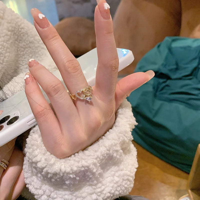 Damenringe Schmuck | Herz Hochzeitsring | Ringe Damen Herz | Modischer Ring | Ehering