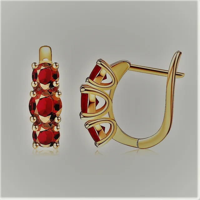 Rote Steinohrringe in Roségold | Roter Schmuck Ohrringe Roségold