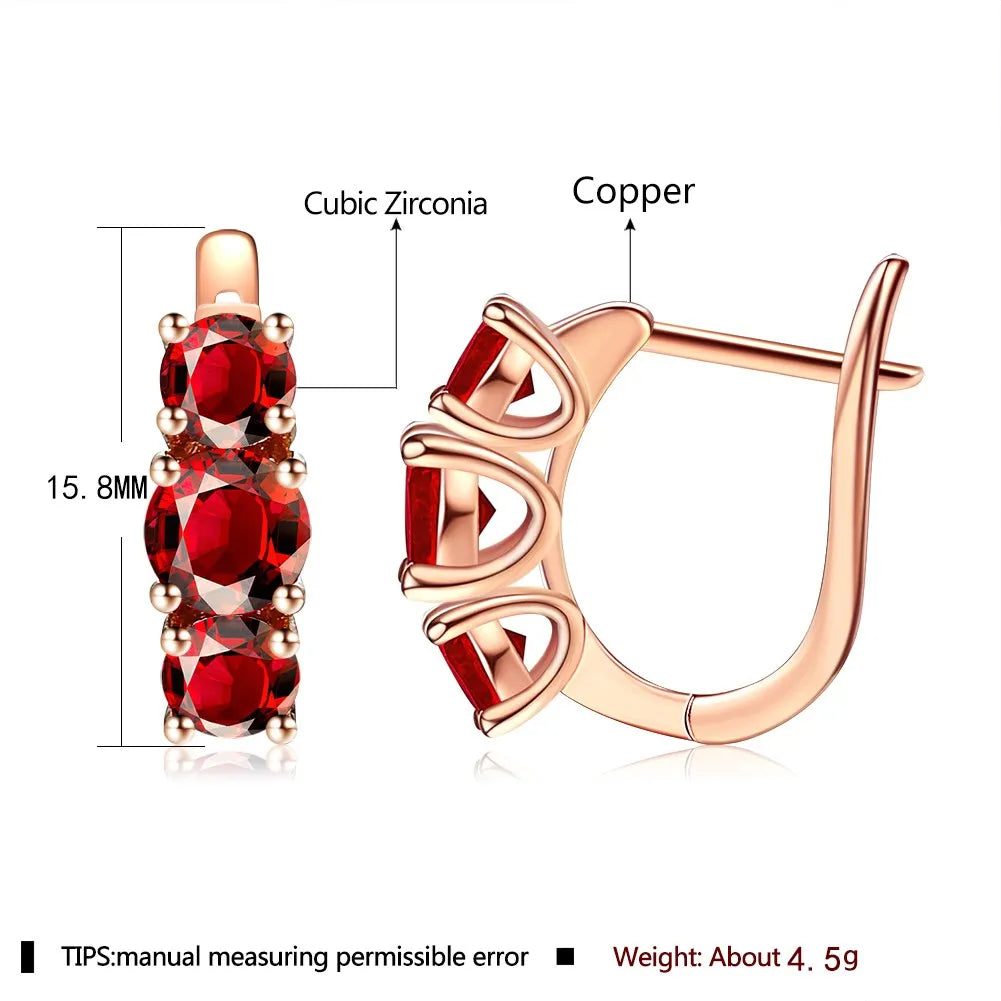 Rote Steinohrringe in Roségold | Roter Schmuck Ohrringe Roségold