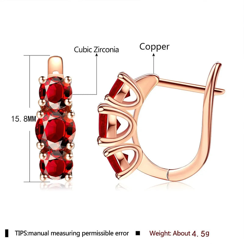 Rote Steinohrringe in Roségold | Roter Schmuck Ohrringe Roségold