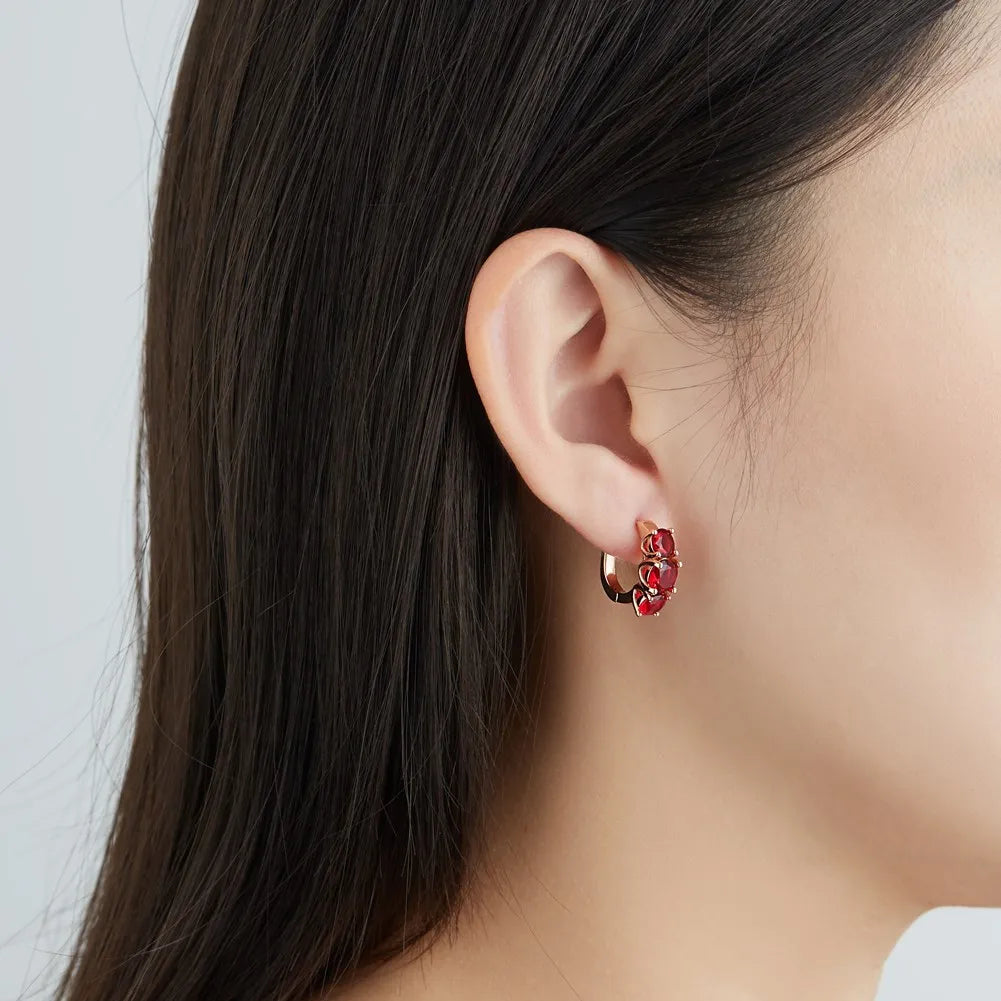 Rote Steinohrringe in Roségold | Roter Schmuck Ohrringe Roségold
