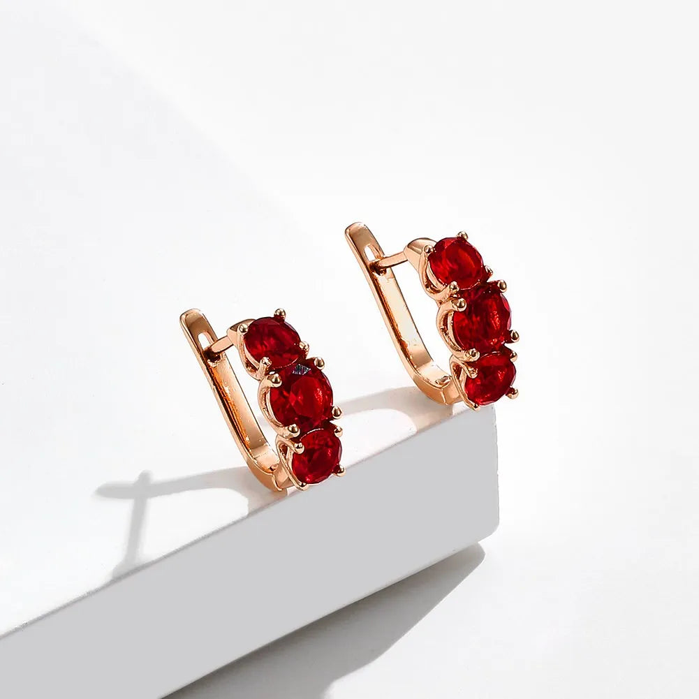 Rote Steinohrringe in Roségold | Roter Schmuck Ohrringe Roségold