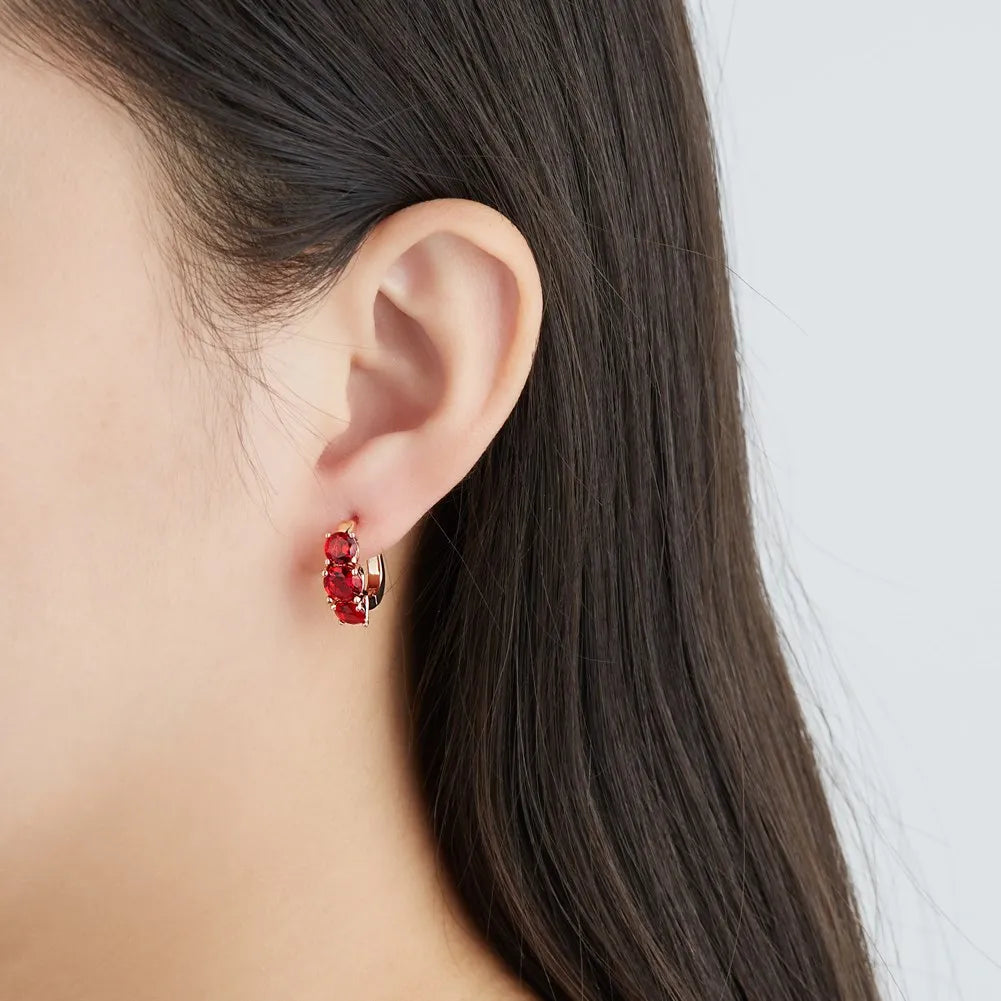 Rote Steinohrringe in Roségold | Roter Schmuck Ohrringe Roségold