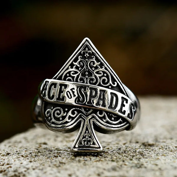 Kreatives Design Hochwertiger Ass der Schaufel Spielkartenring für Männer Punk Hip Hop Dropshipping Schmuck