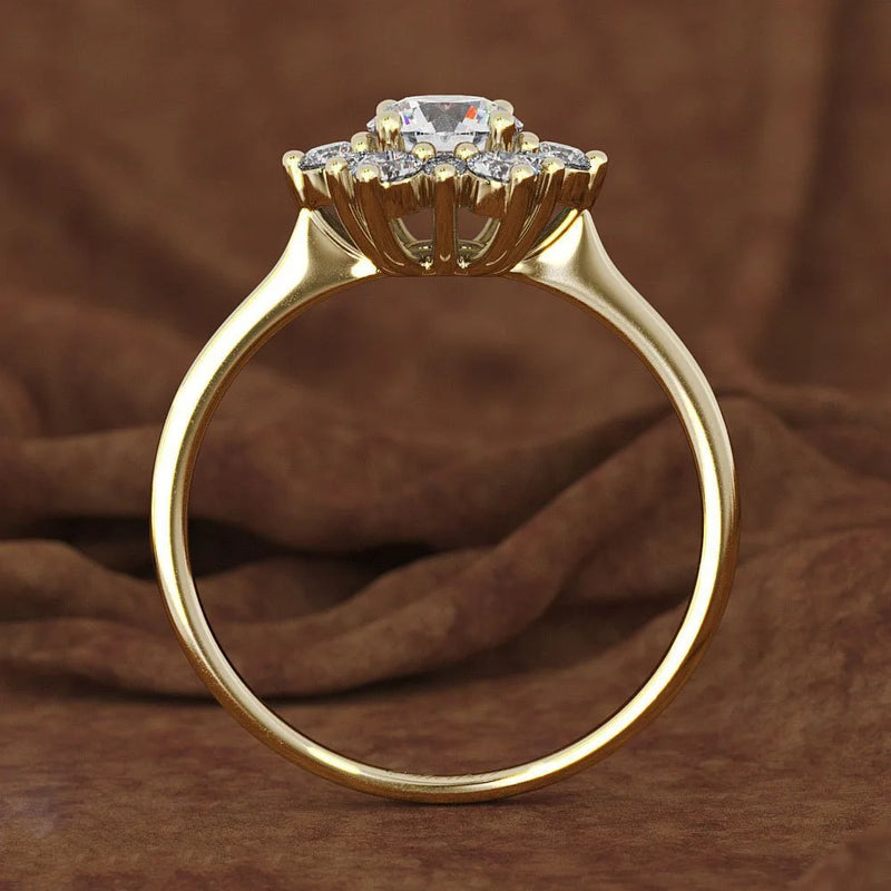Eleganter Silberring mit Diamanten | Goldener Schneeflocken-Diamantring | Schneeflockenring aus 925er Silber
