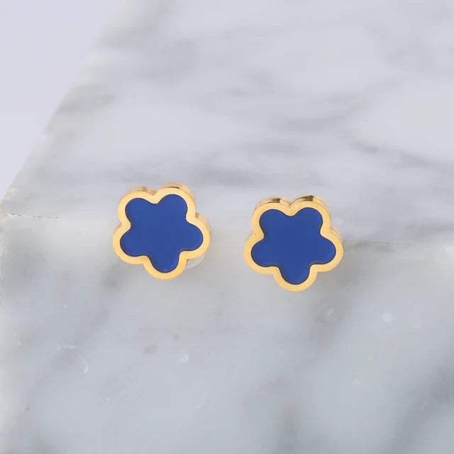 Neues Design: Luxuriöser und niedlicher Edelstahlschmuck mit Pflanzenblumen und fünf Blättern in 8 verschiedenen Farben