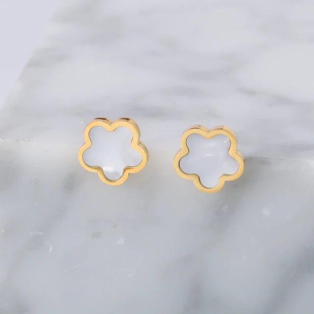 Neues Design: Luxuriöser und niedlicher Edelstahlschmuck mit Pflanzenblumen und fünf Blättern in 8 verschiedenen Farben