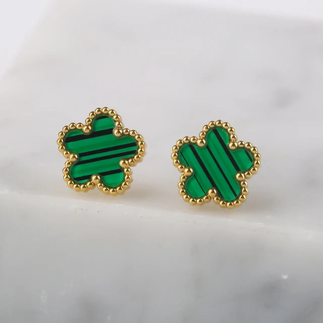 Neues Design: Luxuriöser und niedlicher Edelstahlschmuck mit Pflanzenblumen und fünf Blättern in 8 verschiedenen Farben