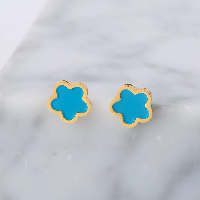 Neues Design: Luxuriöser und niedlicher Edelstahlschmuck mit Pflanzenblumen und fünf Blättern in 8 verschiedenen Farben