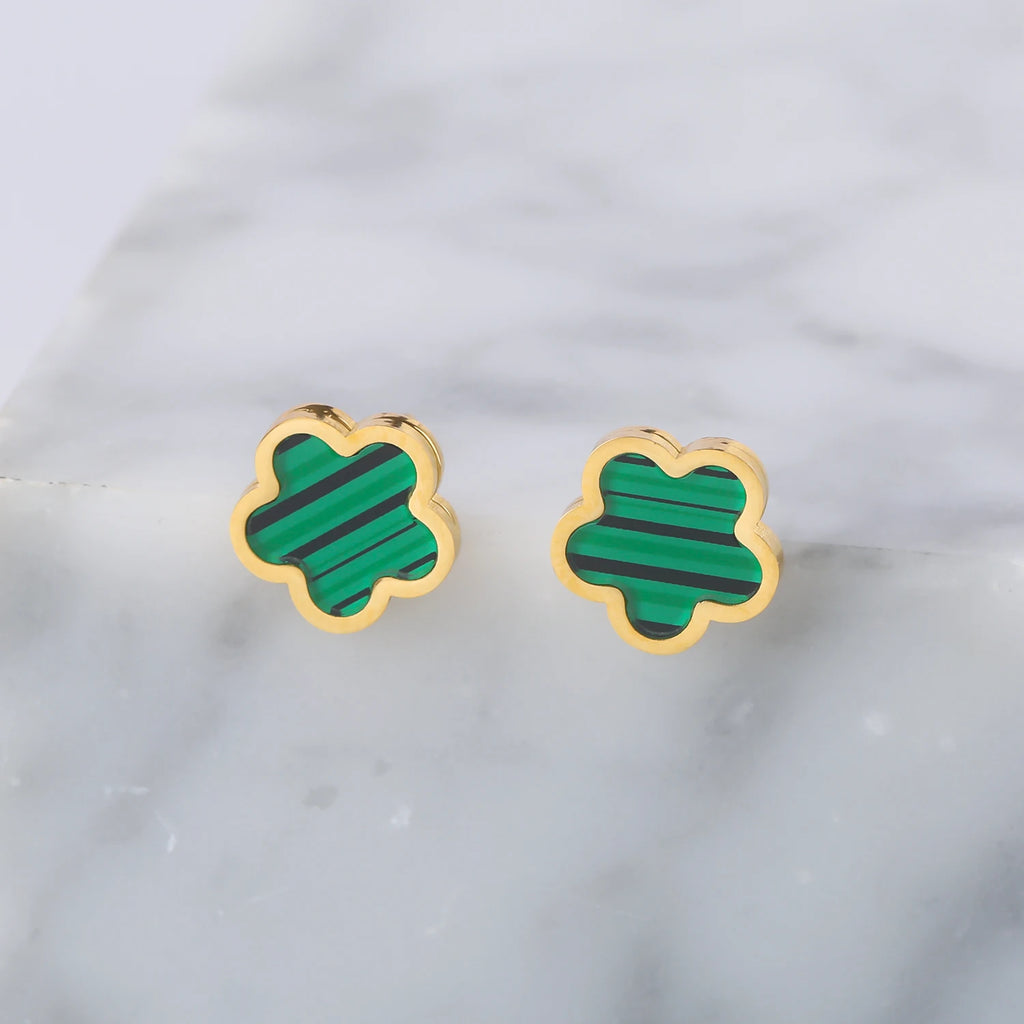 Neues Design: Luxuriöser und niedlicher Edelstahlschmuck mit Pflanzenblumen und fünf Blättern in 8 verschiedenen Farben