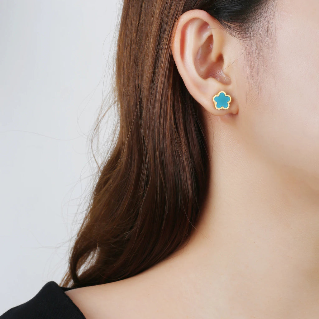 Neues Design: Luxuriöser und niedlicher Edelstahlschmuck mit Pflanzenblumen und fünf Blättern in 8 verschiedenen Farben