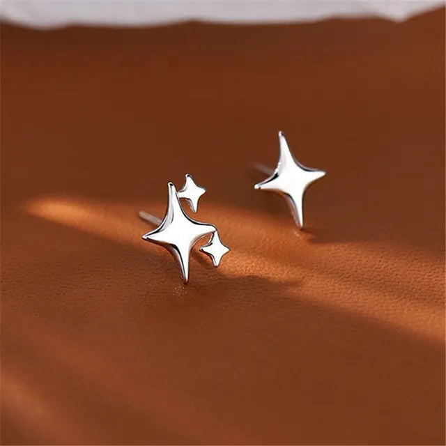 Silberne Sternschmuck Ohrringe | Asymmetrische Silberohrringe | Boucle Oreilles Étoile - Neu