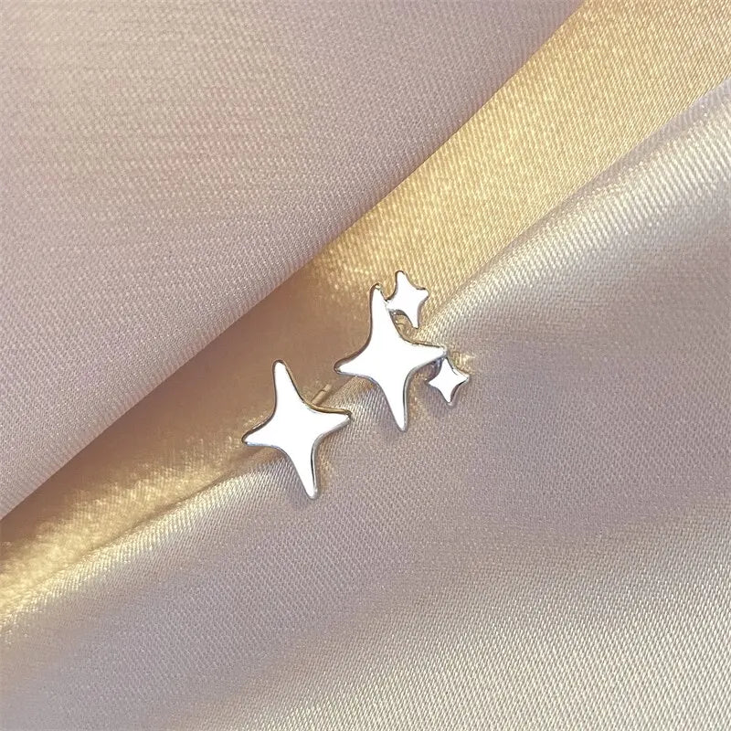 Silberne Sternschmuck Ohrringe | Asymmetrische Silberohrringe | Boucle Oreilles Étoile - Neu