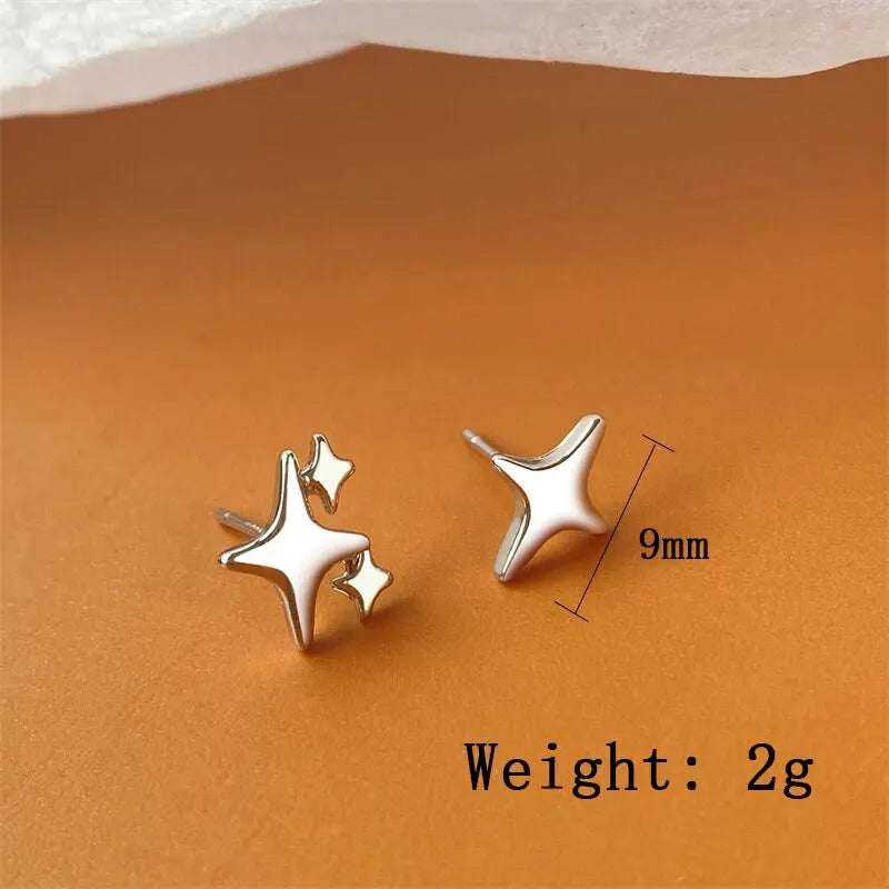 Silberne Sternschmuck Ohrringe | Asymmetrische Silberohrringe | Boucle Oreilles Étoile - Neu