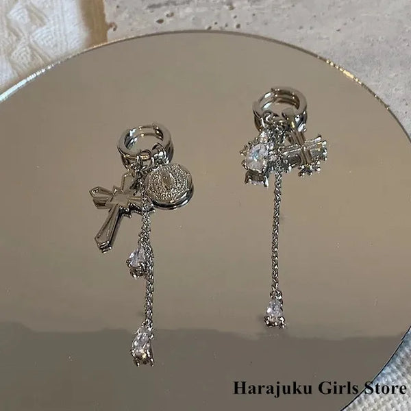 Silberfarbener Metallschmuck für Emo-Accessoires | Ästhetische Egirl-Accessoires