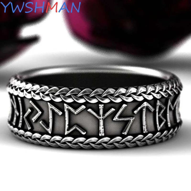 Retro Viking Rune Ring aus Edelstahl mit Odin-Symbol, Amulett-Ring für Herren, Schmuckgeschenke
