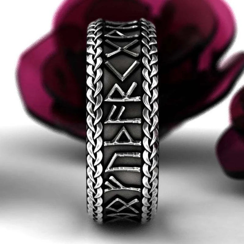 Retro Viking Rune Ring aus Edelstahl mit Odin-Symbol, Amulett-Ring für Herren, Schmuckgeschenke