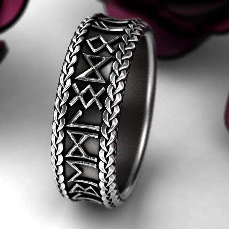 Retro Viking Rune Ring aus Edelstahl mit Odin-Symbol, Amulett-Ring für Herren, Schmuckgeschenke