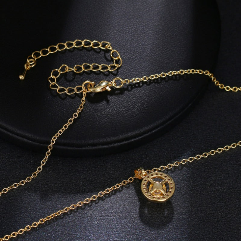 Nordstern Heller Kubischer Zirkon Runde Anhänger Halskette