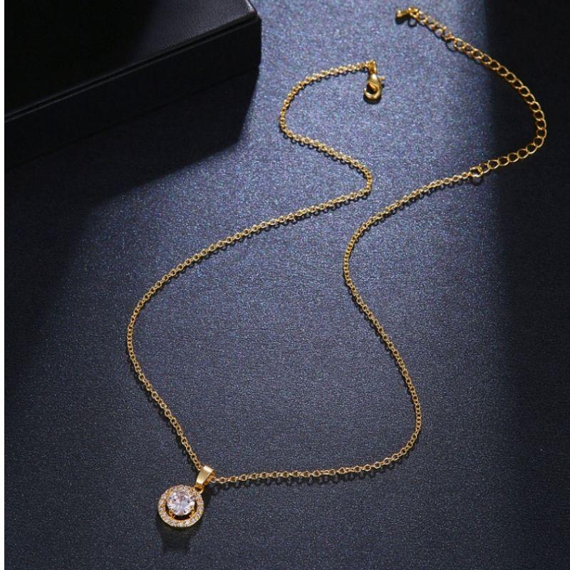 Nordstern Heller Kubischer Zirkon Runde Anhänger Halskette