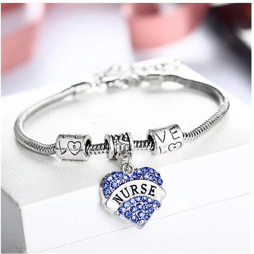 Krankenschwester Liebe Und Herzkristall Charme Anhänger Armband