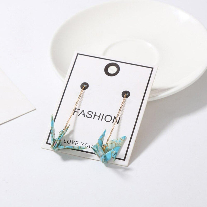 Ein Einzigartiger Papierkran Origami Ohrringe