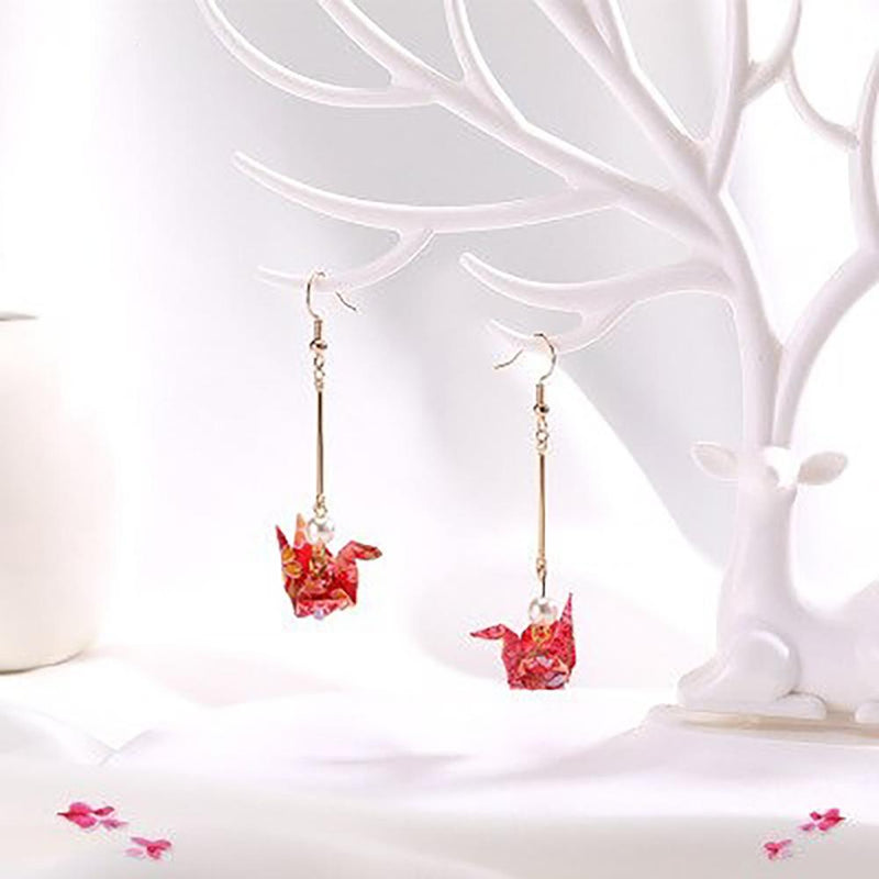 Ein Einzigartiger Papierkran Origami Ohrringe