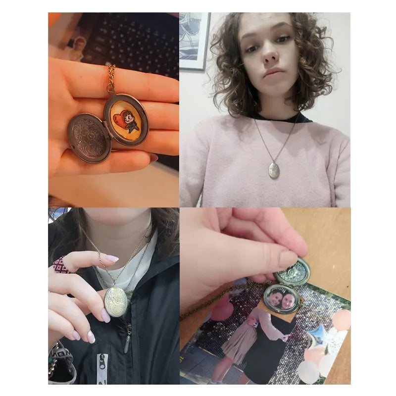 Antike Vintage Medaillon Halskette mit offenem Verschluss | Metall Antike Medaillon Halskette