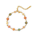 Bunte Daisy Armband für Frauen, vergoldet mit PVD 18K, modischer Schmuck für Verlobung und Hochzeit