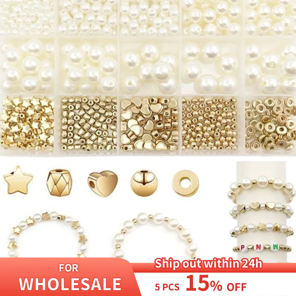 Perlen Schmuckset mit Sternperlen und Zwischenperlen für handgemachten DIY-Armband, Ohrringe und Halskette