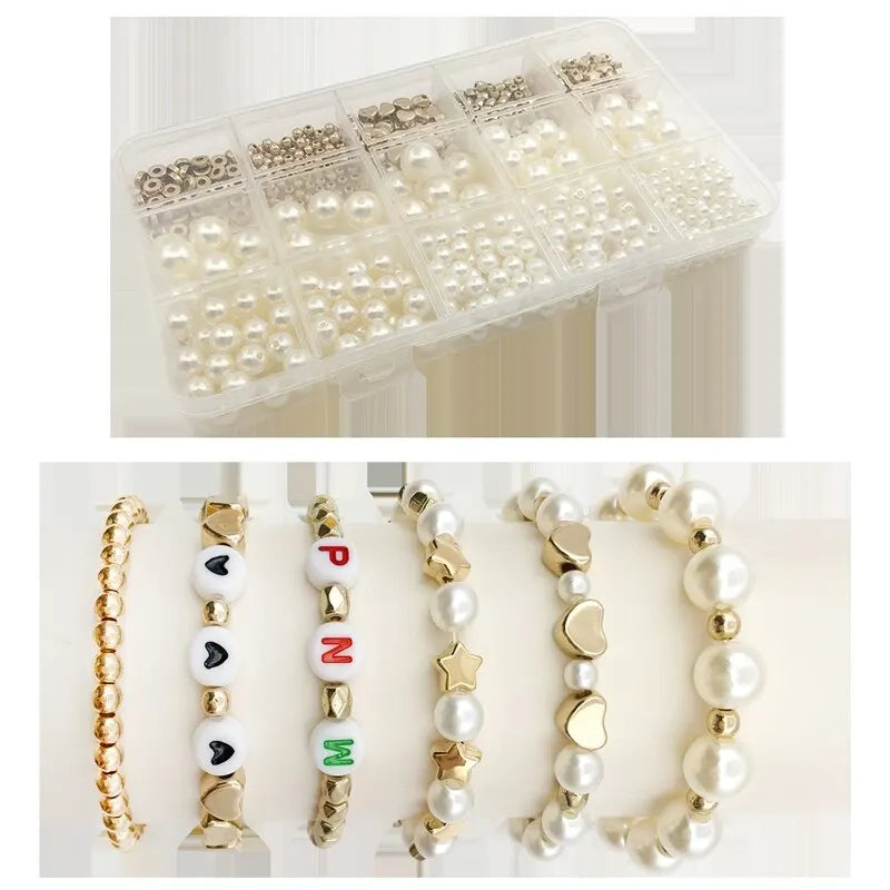 Perlen Schmuckset mit Sternperlen und Zwischenperlen für handgemachten DIY-Armband, Ohrringe und Halskette