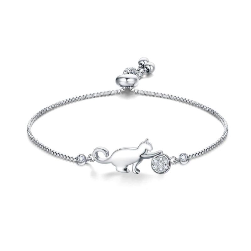 Verspieltes Kitty Charm Armband Mit Strassstein