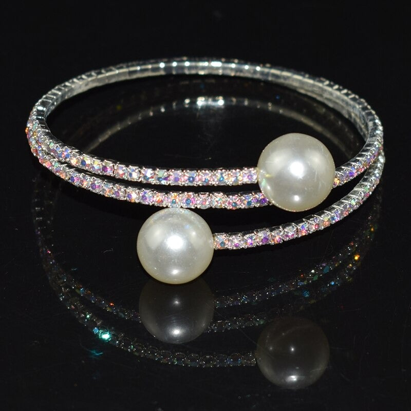 Kostbare Multi Layer Strass Perlenarmarmbänder
