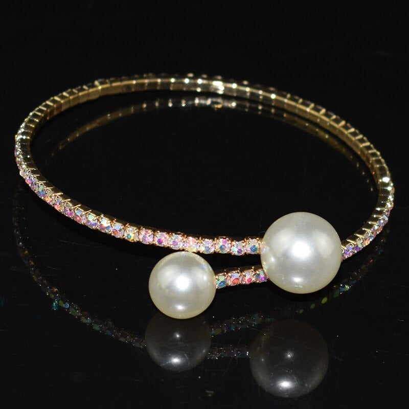 Kostbare Multi Layer Strass Perlenarmarmbänder