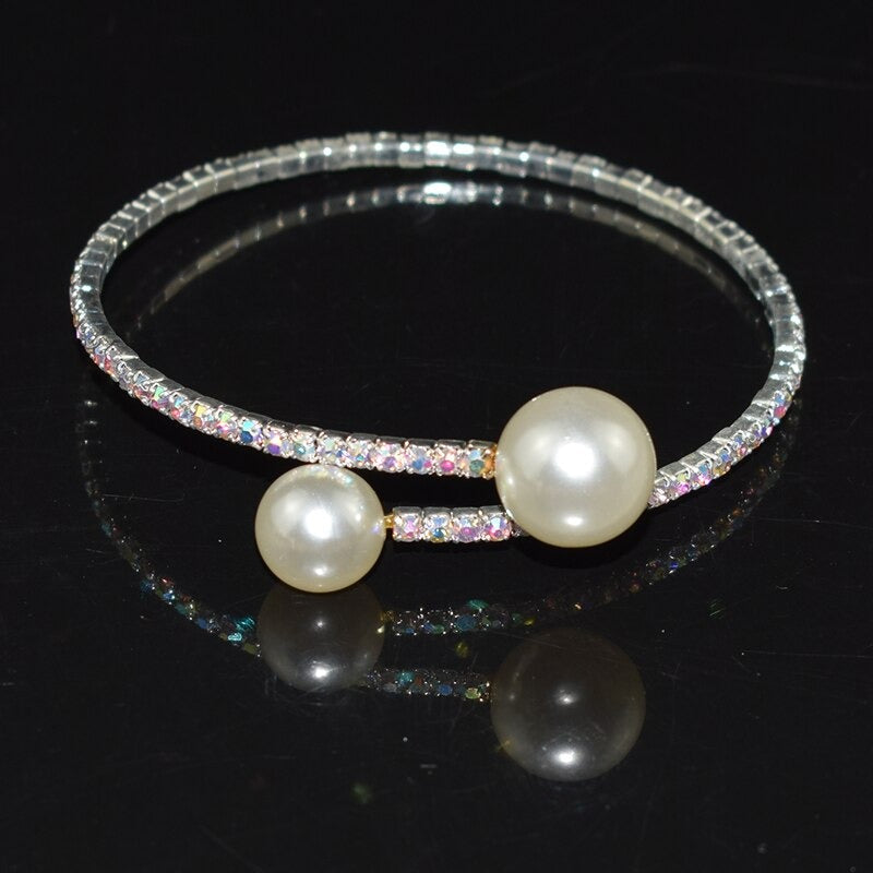 Kostbare Multi Layer Strass Perlenarmarmbänder