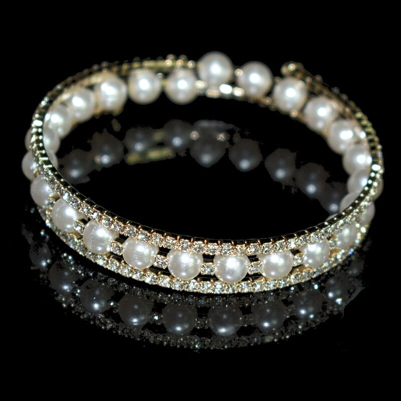 Kostbare Multi Layer Strass Perlenarmarmbänder