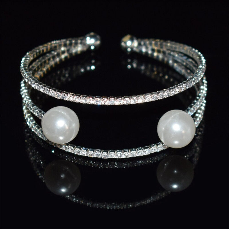 Kostbare Multi Layer Strass Perlenarmarmbänder