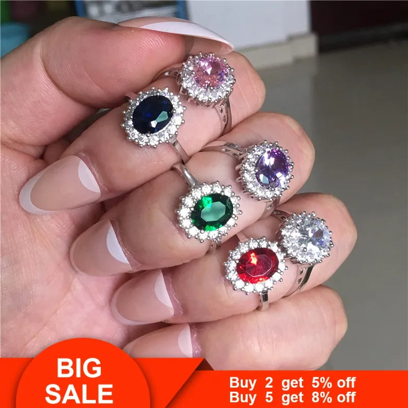 Echte 925 Sterling Silber Verlobungsring mit Geburtsstein AAAA CZ - Hochzeitsbandring für Frauen - Brautaccessoires