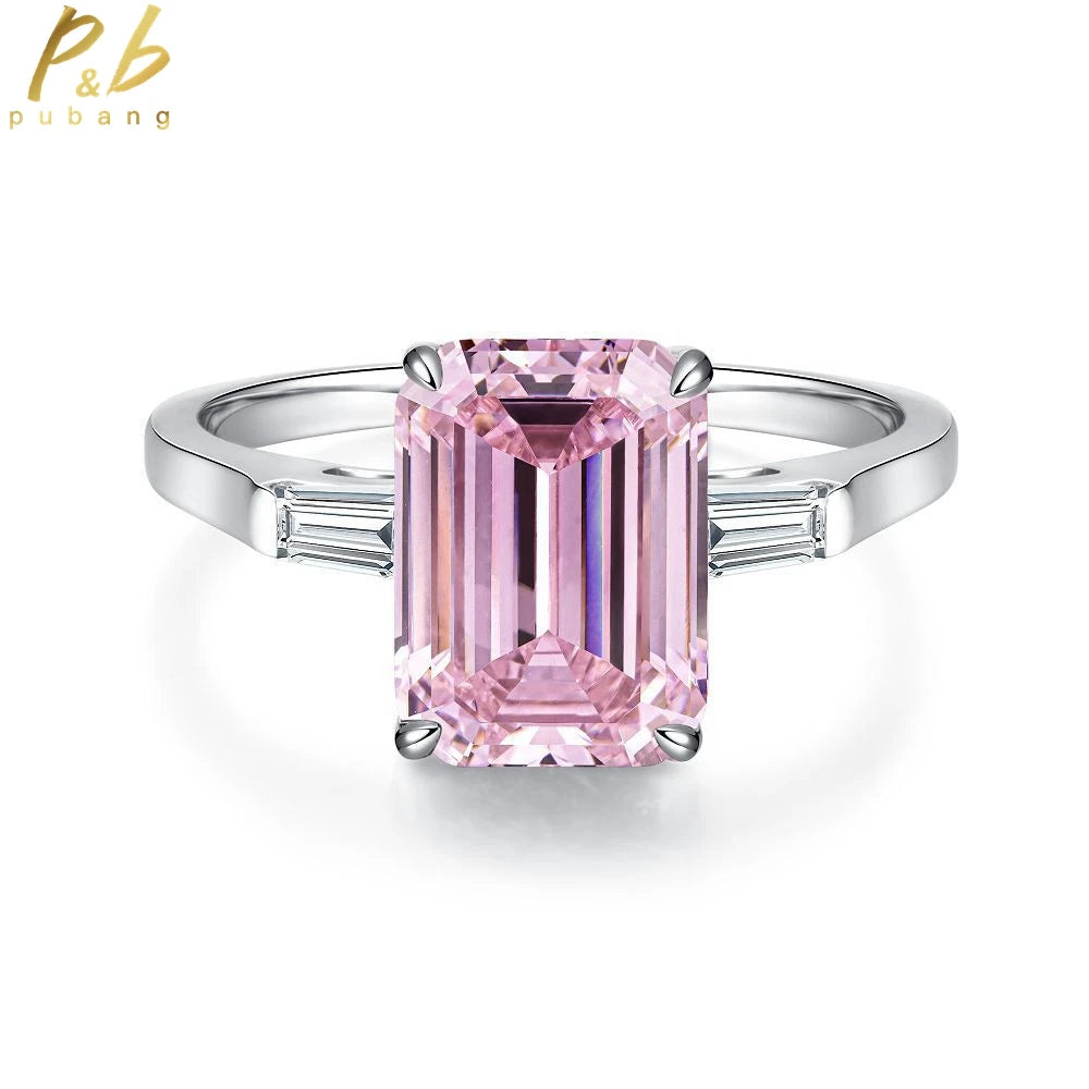 Eleganter Diamantring aus massivem 925er Sterlingsilber mit rosa/grünem Edelstein für Frauen - Partygeschenk mit kostenlosem Versand