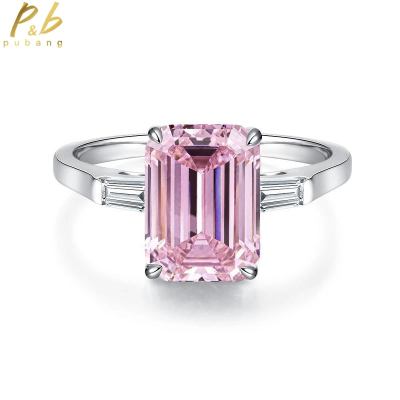 Eleganter Diamantring aus massivem 925er Sterlingsilber mit rosa/grünem Edelstein für Frauen - Partygeschenk mit kostenlosem Versand