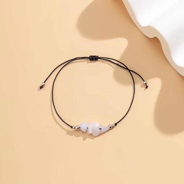 Bohemia Schwarzes Leder Wachslinie Fußkettchen mit kleinem Herzanhänger für Frauen Schmuck Sommer Strand