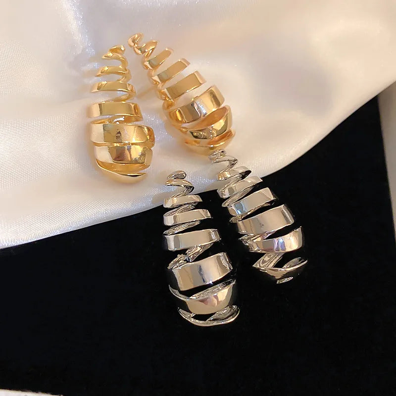 Vintage Spiral Ohrringe für Frauen - Leichte Tropfenohrringe im Punk-Stil