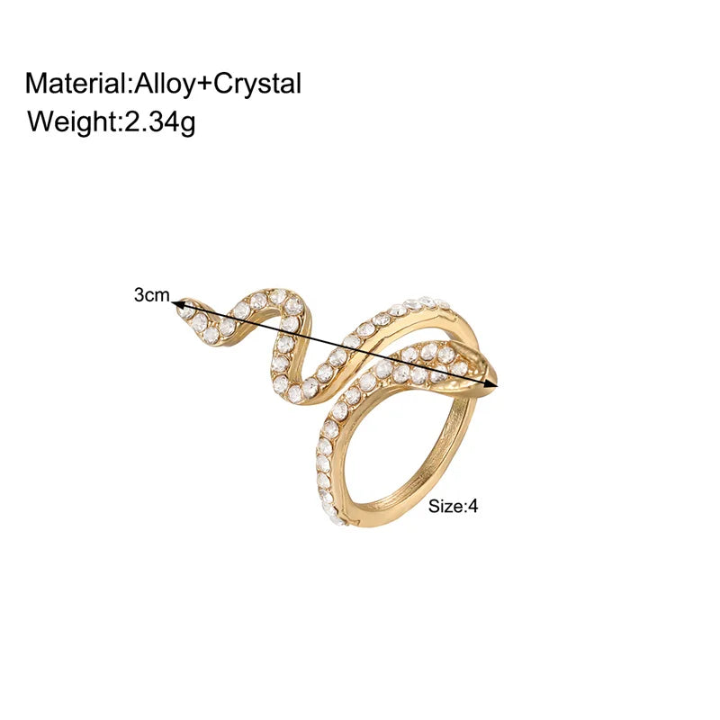 Gothic Schlangenförmige offene Ringe mit Punk Rhinestone für Damen, Herren und Mädchen - Verstellbare Schmetterlings-Fingerringe - Party-Schmuckgeschenke