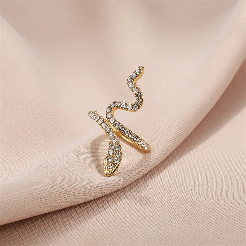 Gothic Schlangenförmige offene Ringe mit Punk Rhinestone für Damen, Herren und Mädchen - Verstellbare Schmetterlings-Fingerringe - Party-Schmuckgeschenke