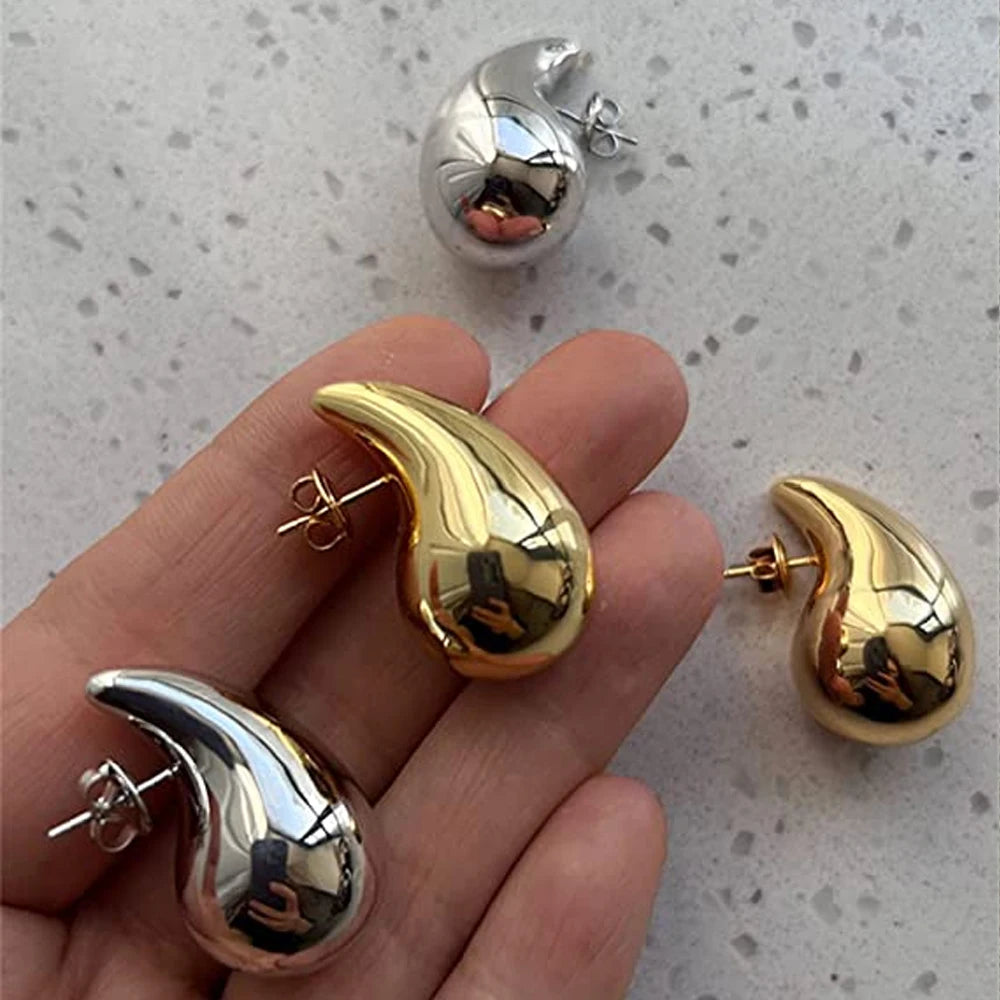 Gold Plated Exaggerate Teardrop Stud Earrings - Lightweight and Stylish