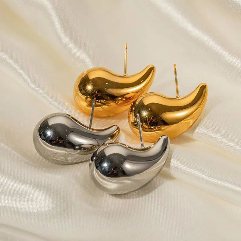 Gold Plated Exaggerate Teardrop Stud Earrings - Lightweight and Stylish